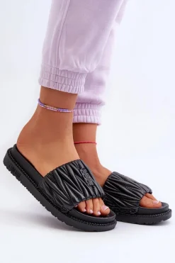 Klapki Damskie Na Platformie Big Star NN274A745 Czarne