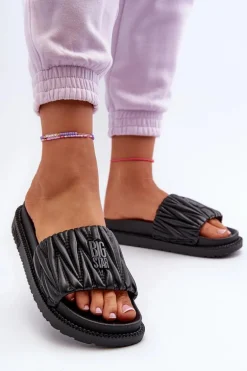 Klapki Damskie Na Platformie Big Star NN274A745 Czarne