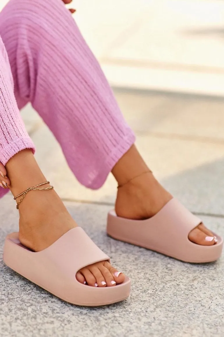 Klapki Damskie Na Platformie Piankowe Różowe Airaplea