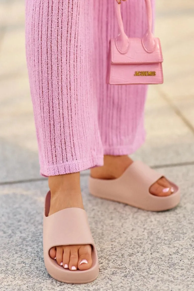 Klapki Damskie Na Platformie Piankowe Różowe Airaplea