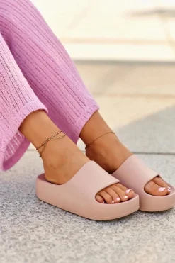 Klapki Damskie Na Platformie Piankowe Różowe Airaplea