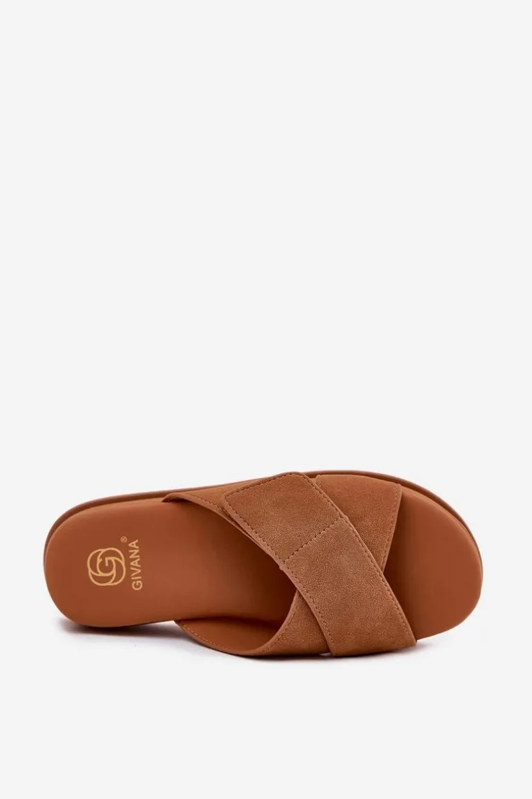 Klapki Damskie Na Platformie Z Przeplatającymi Się Paskami Camel Rinasara