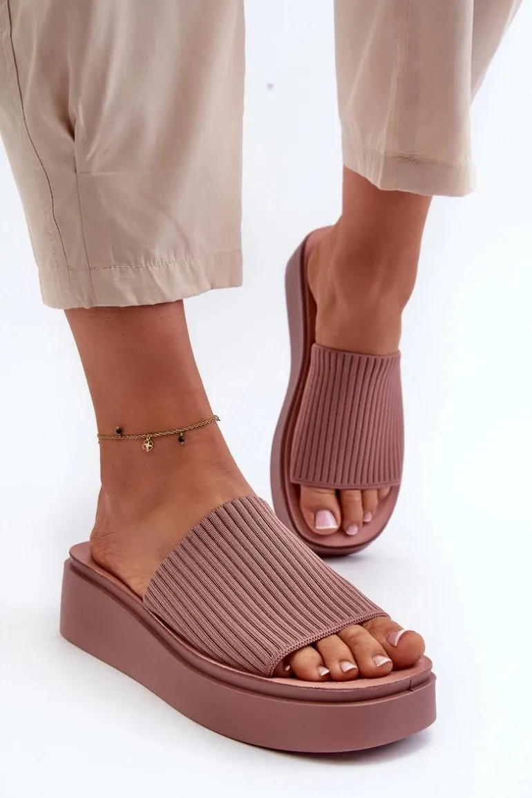 Klapki Damskie Na Platformie Sergio Leone SK083H Różowe