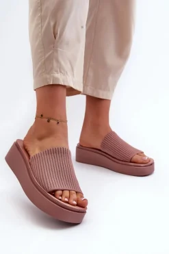 Klapki Damskie Na Platformie Sergio Leone SK083H Różowe