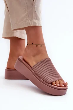 Klapki Damskie Na Platformie Sergio Leone SK083H Różowe