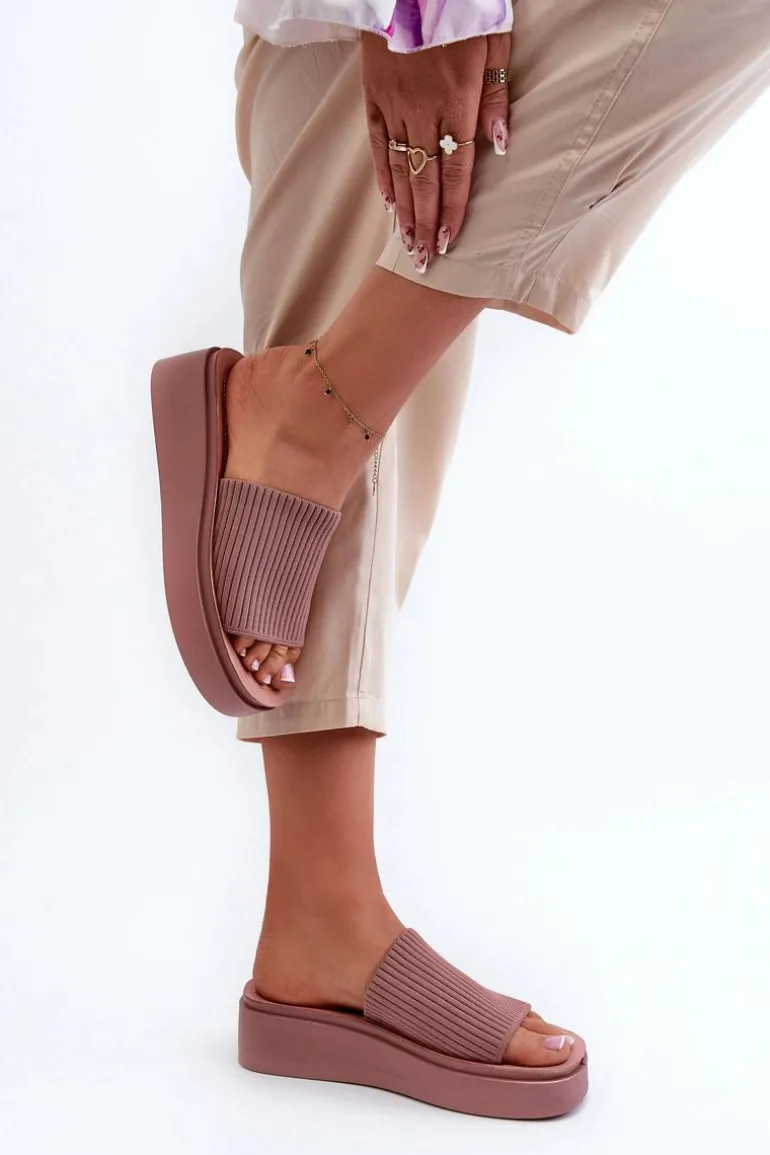 Klapki Damskie Na Platformie Sergio Leone SK083H Różowe