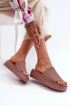 Klapki Damskie Na Platformie Sergio Leone SK083H Różowe