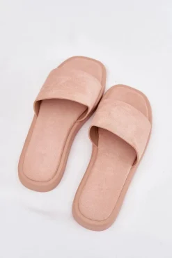 Klapki Damskie Na Platformie Z Eko Zamszu Brudny Róż Jorina