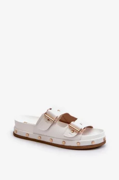 Klapki Damskie Na Platformie Big Star NN274081 Białe