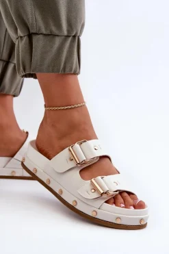 Klapki Damskie Na Platformie Big Star NN274081 Białe