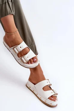 Klapki Damskie Na Platformie Big Star NN274081 Białe