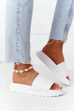 Klapki Damskie Na Platformie Big Star HH274683 Białe