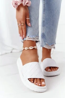 Klapki Damskie Na Platformie Big Star HH274683 Białe