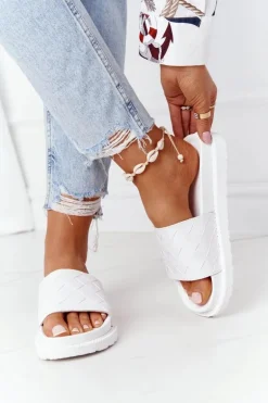 Klapki Damskie Na Platformie Big Star HH274683 Białe