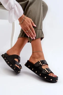 Klapki Damskie Na Platformie Big Star NN274082 Czarne