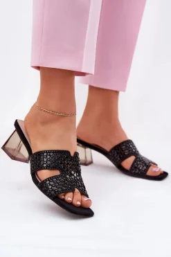 Klapki Damskie Na Słupku Vinceza 62230 Czarne