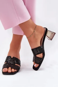 Klapki Damskie Na Słupku Vinceza 62230 Czarne