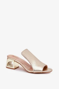 Klapki Damskie Na Słupku Złote Tessira