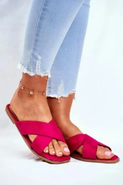 Klapki Damskie Paski na Krzyż Fuksja Philippines