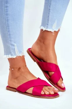 Klapki Damskie Paski na Krzyż Fuksja Philippines