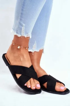 Klapki Damskie Paski na Krzyż Czarne Philippines