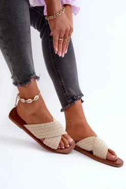 Klapki Damskie Płaskie Big Star NN274078 Beżowe