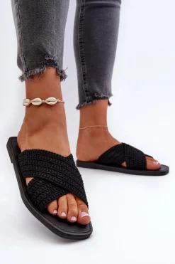 Klapki Damskie Płaskie Big Star NN274077 Czarne