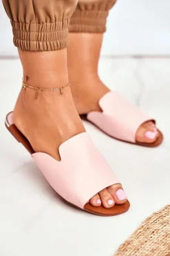 Klapki Damskie Płaskie Różowe Mimios