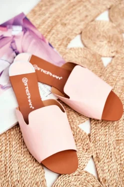 Klapki Damskie Płaskie Różowe Mimios