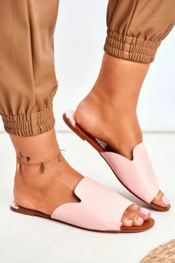 Klapki Damskie Płaskie Różowe Mimios