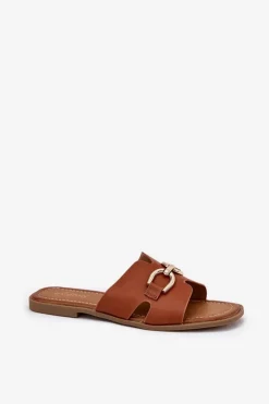 Klapki Damskie Płaskie Z Ozdobnym Detalem Camel Amiresna