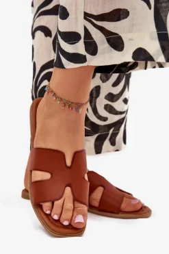 Klapki Damskie Płaskie Z Wycięciami Camel Salyra