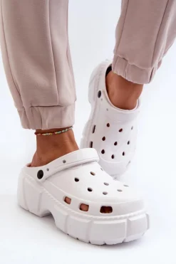 Klapki Damskie Piankowe Na Masywnej Podeszwie Białe Witima