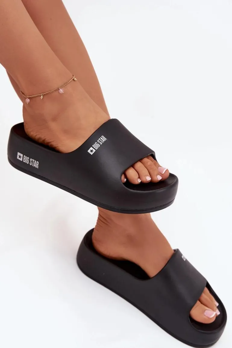 Klapki Damskie Piankowe Na Masywnej Platformie Big Star SS274721 Czarne
