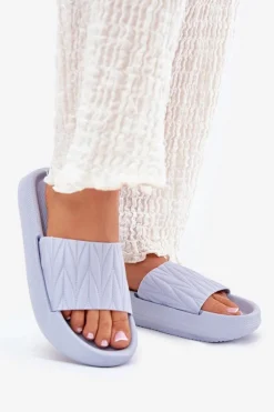 Klapki Damskie Piankowe Na Platformie Niebieskie Vanesha