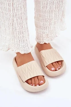 Klapki Damskie Piankowe Na Platformie Beżowe Vanesha