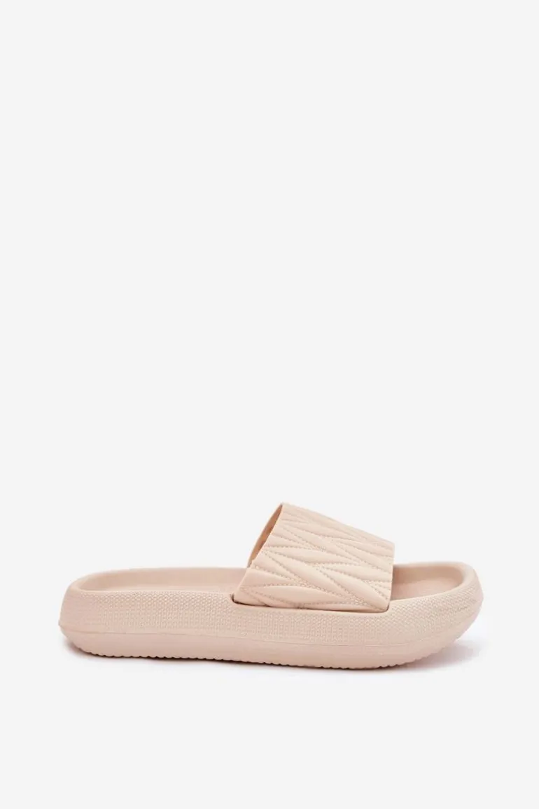 Klapki Damskie Piankowe Na Platformie Beżowe Vanesha