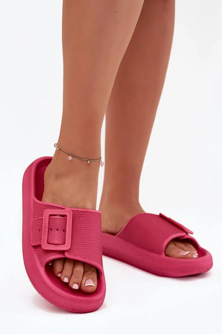 Klapki Damskie Piankowe Na Platformie Z Klamrą Big Star RR274A583 Fuksja