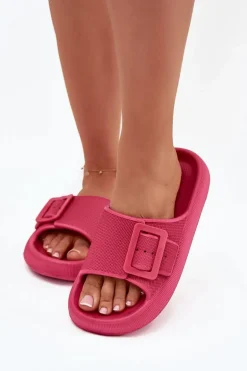 Klapki Damskie Piankowe Na Platformie Z Klamrą Big Star RR274A583 Fuksja