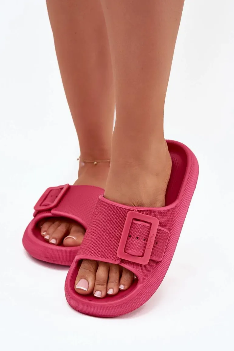 Klapki Damskie Piankowe Na Platformie Z Klamrą Big Star RR274A583 Fuksja