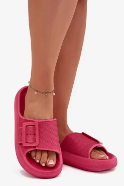 Klapki Damskie Piankowe Na Platformie Z Klamrą Big Star RR274A583 Fuksja