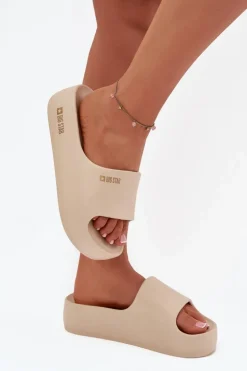 Klapki Damskie Piankowe Na Masywnej Platformie Big Star SS274722 Beżowe