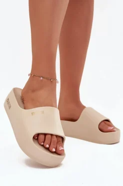 Klapki Damskie Piankowe Na Masywnej Platformie Big Star SS274722 Beżowe