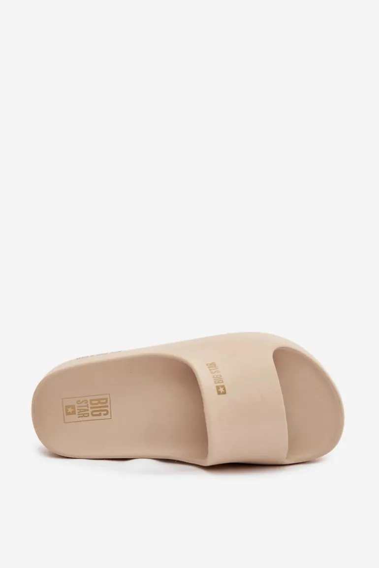 Klapki Damskie Piankowe Na Masywnej Platformie Big Star SS274722 Beżowe