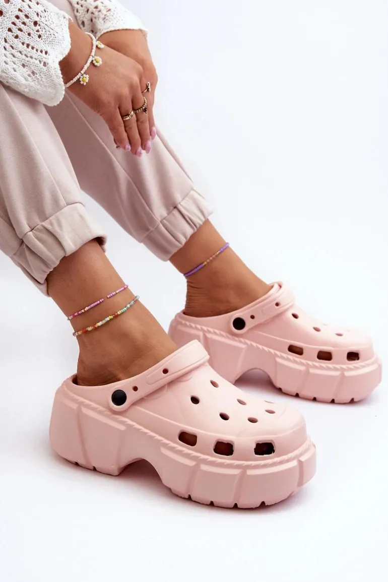 Klapki Damskie Piankowe Na Masywnej Podeszwie Różowe Witima