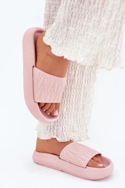 Klapki Damskie Piankowe Na Platformie Różowe Vanesha