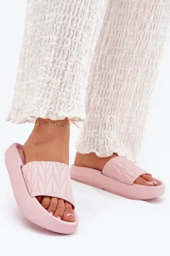 Klapki Damskie Piankowe Na Platformie Różowe Vanesha