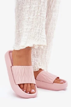 Klapki Damskie Piankowe Na Platformie Różowe Vanesha