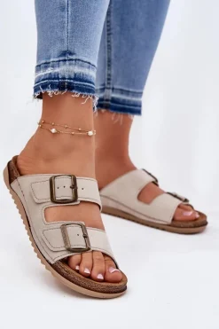 Klapki Damskie Profilaktyczne Inblu AA000068 Beżowe