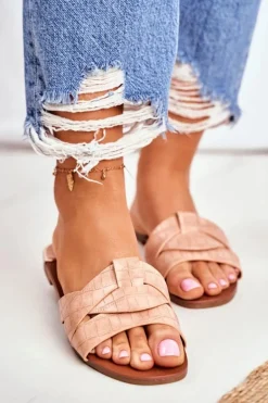 Klapki Damskie Skóra Węża Różowe Chance